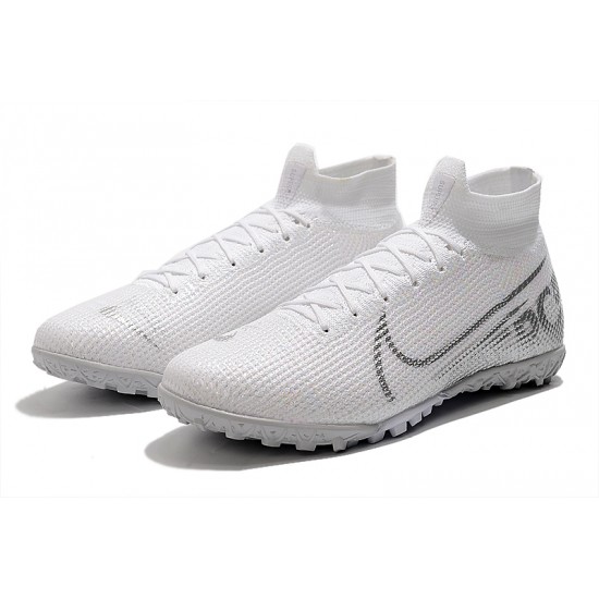 Nike Mercurial Superfly 7 Elite TF White Silver Soccer Cleats