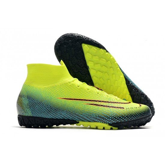 Nike Mercurial Superfly 7 Elite TF Yellow Green Black Pink Soccer Cleats