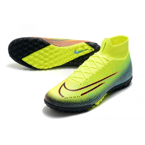 Nike Mercurial Superfly 7 Elite TF Yellow Green Black Pink Soccer Cleats