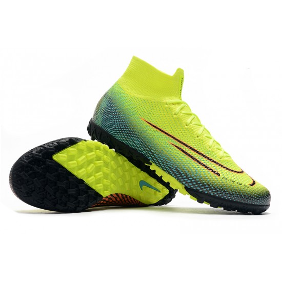 Nike Mercurial Superfly 7 Elite TF Yellow Green Black Pink Soccer Cleats