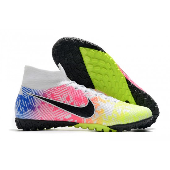 Nike Mercurial Superfly 7 Elite TF Yellow White Black Blue Soccer Cleats