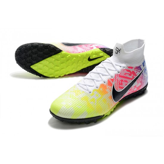 Nike Mercurial Superfly 7 Elite TF Yellow White Black Blue Soccer Cleats