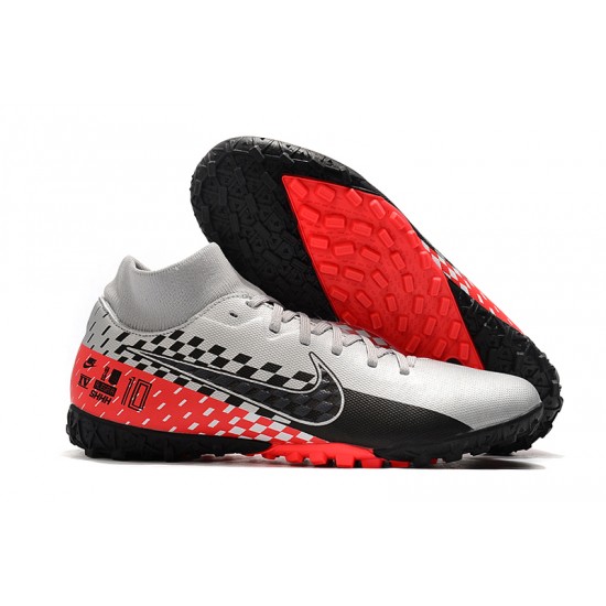 Nike Mercurial Superfly VII Academy TF Black Silver Red Soccer Cleats