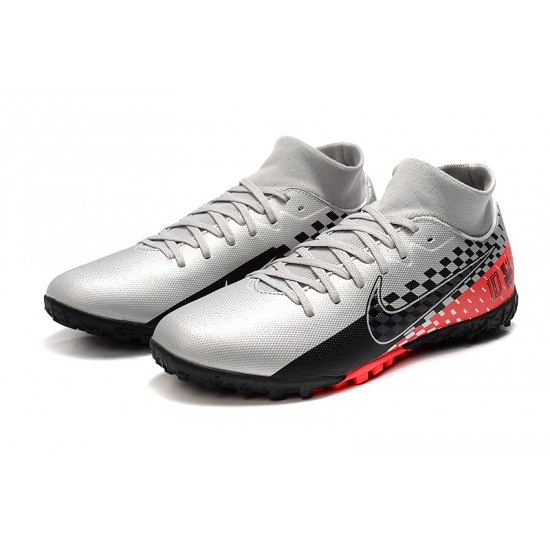 Nike Mercurial Superfly VII Academy TF Black Silver Red Soccer Cleats