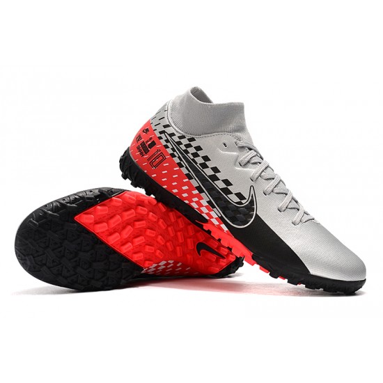 Nike Mercurial Superfly VII Academy TF Black Silver Red Soccer Cleats