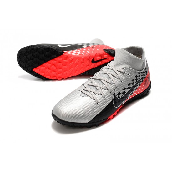 Nike Mercurial Superfly VII Academy TF Black Silver Red Soccer Cleats