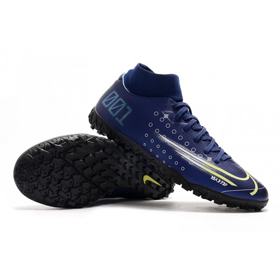 Nike Mercurial Superfly VII Academy TF Deep Blue White Green Soccer Cleats