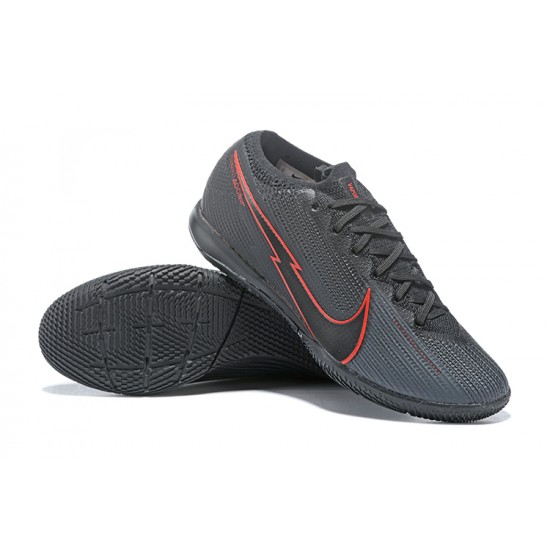Nike Mercurial Vapor 13 Elite IC Black Red Grey Soccer Cleats
