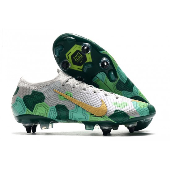 To Have A Ready Market Nike Mercurial Vapor 13 Elite SG Low Grey Gold Green Soccer Cleats Online