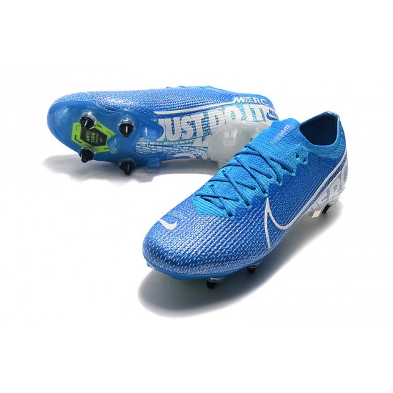 Nike Mercurial Vapor 13 Elite SG-PRO AC Low White Blue Soccer Cleats