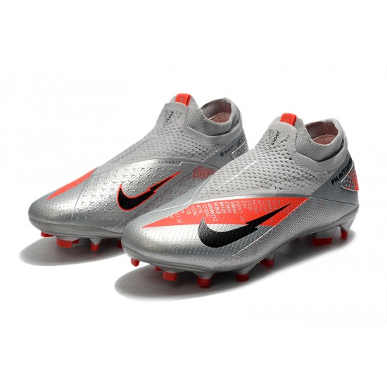 Nike Phantom Vision Elite DF FG Silver Orange Black Soccer Cleats