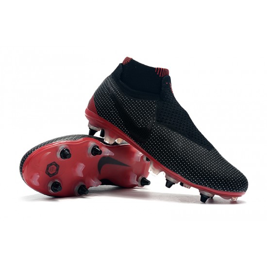 Nike Phantom Vision Elite DF SG Black Win Red Grey Soccer Cleats