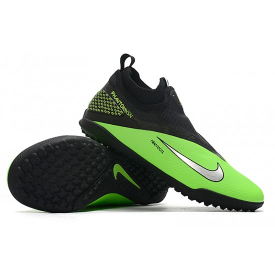 Nike React Phantom Vision 2 Pro Dynamic Fit TF Black Silver Green Soccer Cleats