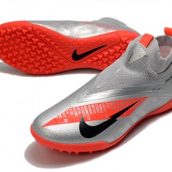 Nike React Phantom Vision 2 Pro Dynamic Fit TF Silver Orange Black Soccer Cleats