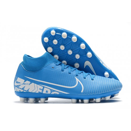Nike Superfly 7 Academy AG White Navy Blue Soccer Cleats