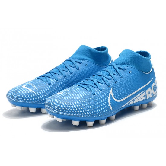 Nike Superfly 7 Academy AG White Navy Blue Soccer Cleats