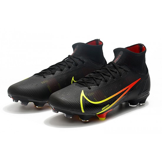 Nike Superfly 8 Elite FG High Mens Womens Black Yellow Red Soccer Cleats