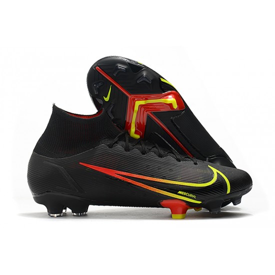 Nike Superfly 8 Elite FG High Mens Womens Black Yellow Red Soccer Cleats