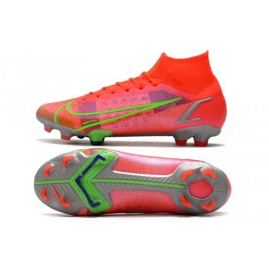 Nike Superfly 8 Elite FG High Mens Womens Green Red Silver Soccer Cleats