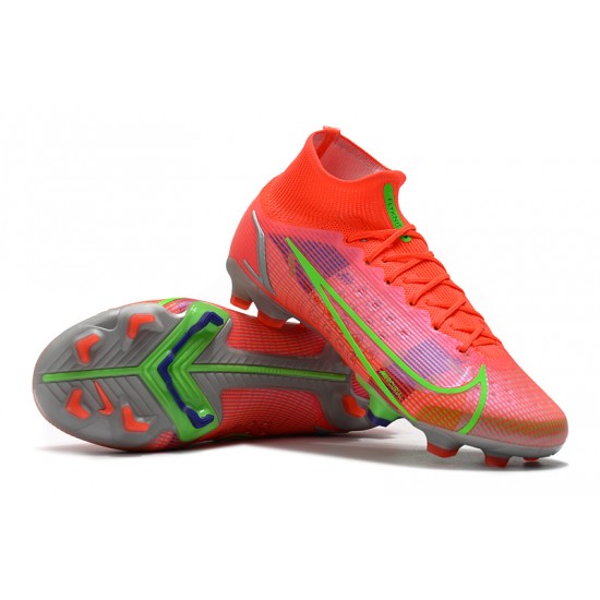 Nike Superfly 8 Elite FG High Mens Womens Green Red Silver Soccer Cleats