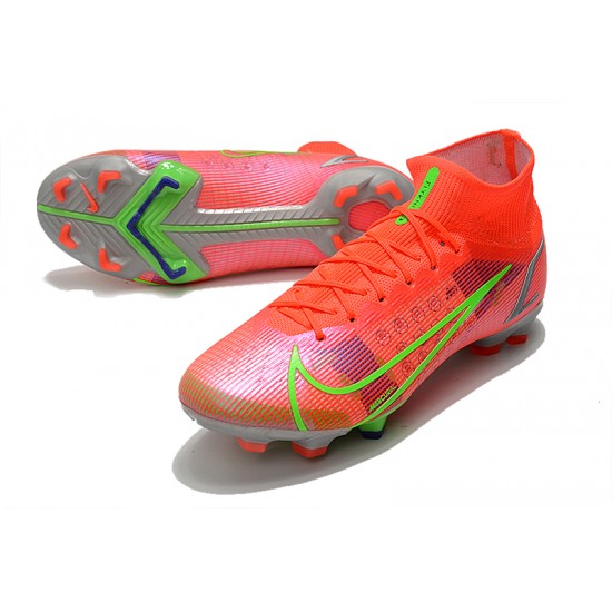 Nike Superfly 8 Elite FG High Mens Womens Green Red Silver Soccer Cleats