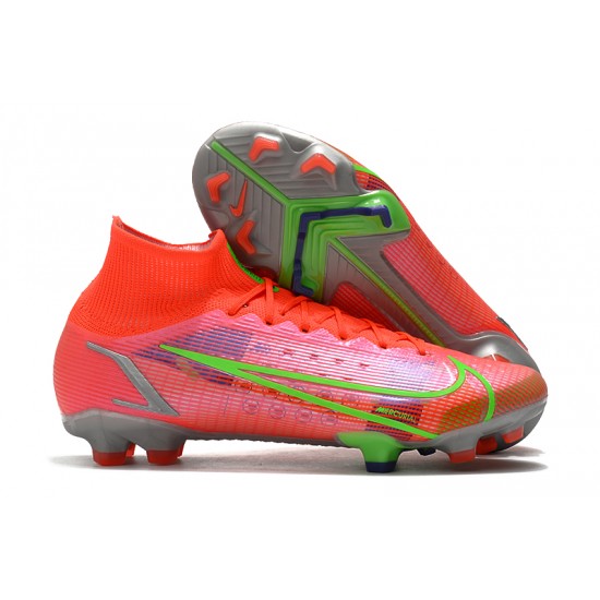 Nike Superfly 8 Elite FG High Mens Womens Green Red Silver Soccer Cleats