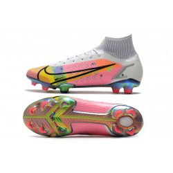 Nike Superfly 8 Elite FG High Mens Womens White Yellow Black Orange Soccer Cleats