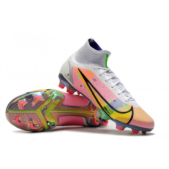 Nike Superfly 8 Elite FG High Mens Womens White Yellow Black Orange Soccer Cleats