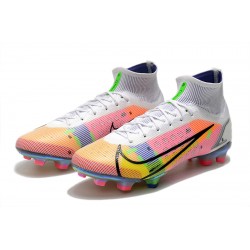 Nike Superfly 8 Elite FG High Mens Womens White Yellow Black Orange Soccer Cleats