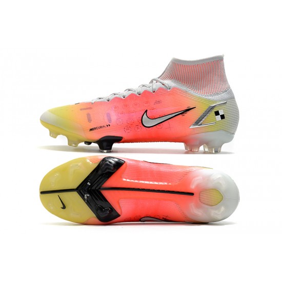 Nike Superfly 8 Elite High FG Mens Womens Orange Silver White Soccer Cleats