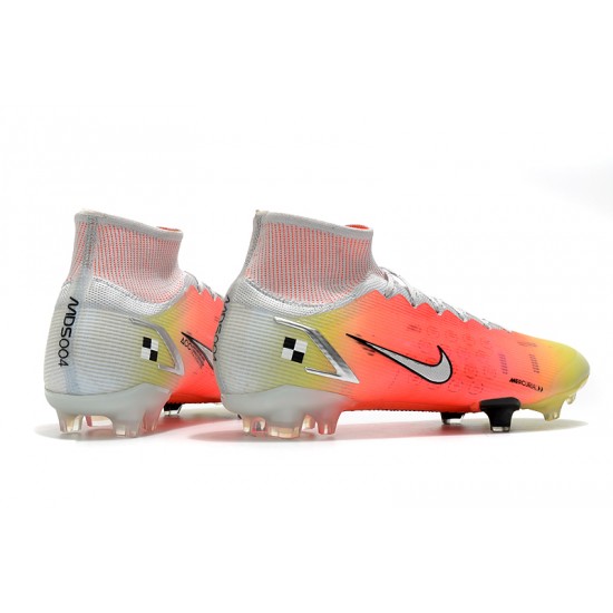 Nike Superfly 8 Elite High FG Mens Womens Orange Silver White Soccer Cleats