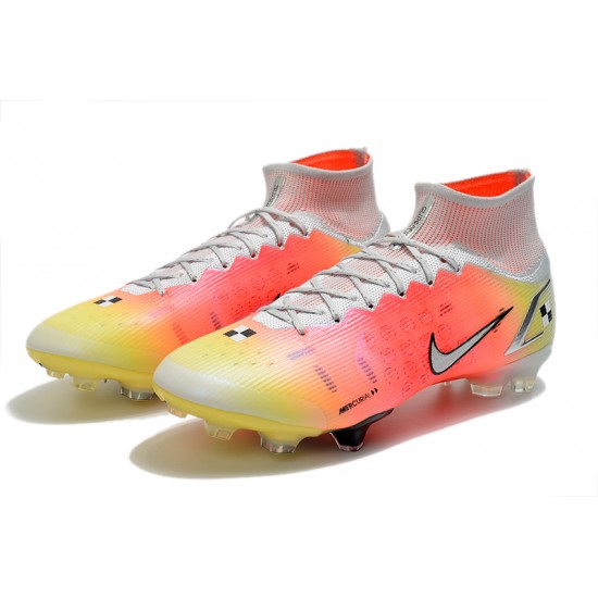 Nike Superfly 8 Elite High FG Mens Womens Orange Silver White Soccer Cleats