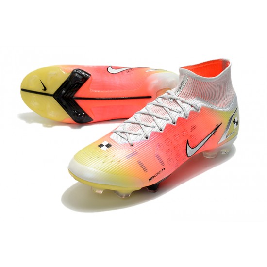 Nike Superfly 8 Elite High FG Mens Womens Orange Silver White Soccer Cleats