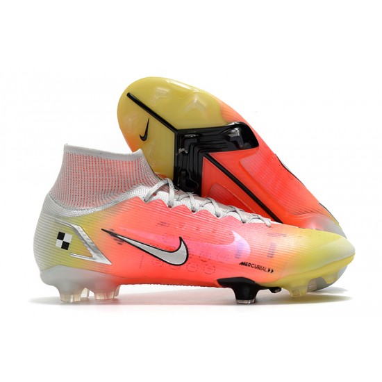 Nike Superfly 8 Elite High FG Mens Womens Orange Silver White Soccer Cleats