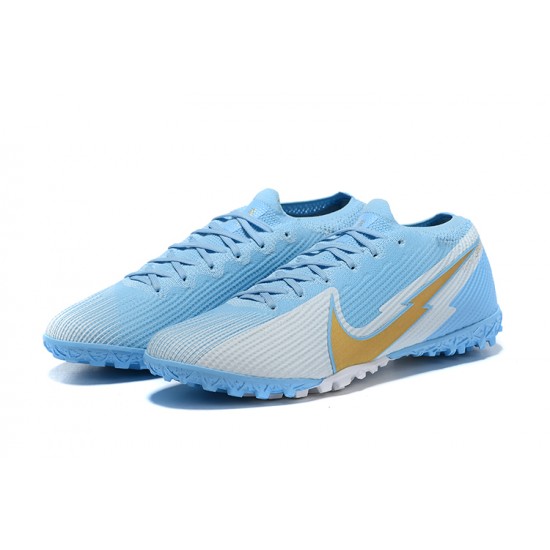 Nike Vapor 13 Elite TF Ltblue Grey Gold Soccer Cleats