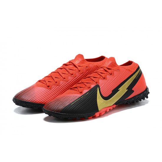 Nike Vapor 13 Elite TF Red Black Gold Soccer Cleats