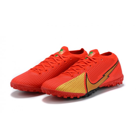 Nike Vapor 13 Elite TF Red Gold Black Soccer Cleats