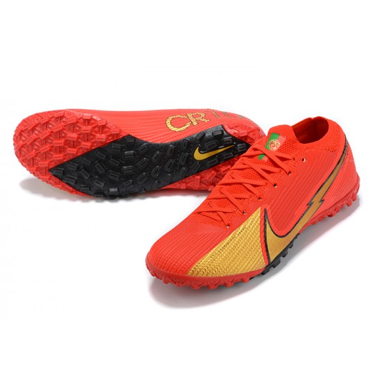 Nike Vapor 13 Elite TF Red Gold Black Soccer Cleats