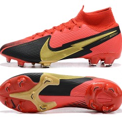 Nike Mercurial Superfly 7 Elite FG Black Deep Red Gold Soccer Cleats