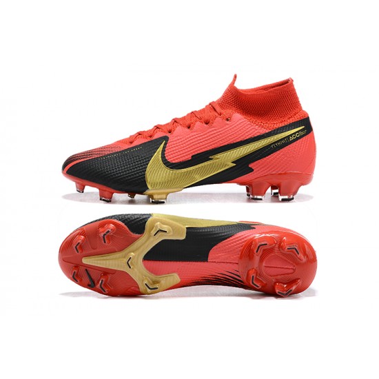 Nike Mercurial Superfly 7 Elite FG Black Deep Red Gold Soccer Cleats