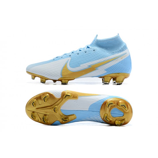 Nike Mercurial Superfly 7 Elite FG Ltblue Gold Grey Soccer Cleats