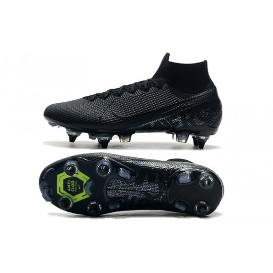 Nike Mercurial Superfly 7 Elite SG-PRO AC High Black Green Soccer Cleats