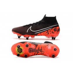 Nike Mercurial Superfly 7 Elite SG-PRO AC High Black White Orange Soccer Cleats