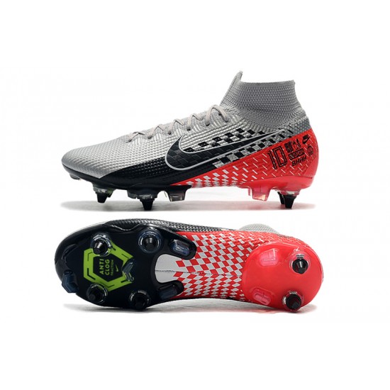 Nike Mercurial Superfly 7 Elite SG-PRO AC High Silver Black Red Soccer Cleats