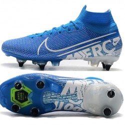 Nike Mercurial Superfly 7 Elite SG-PRO AC High White Blue Soccer Cleats