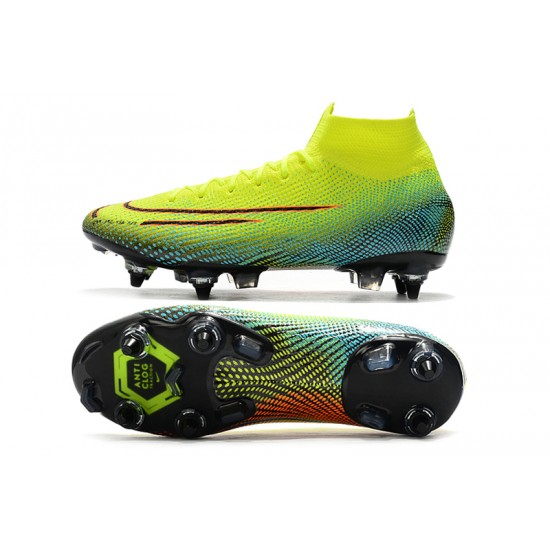 Nike Mercurial Superfly 7 Elite SG-PRO AC High Yellow Green Pink Soccer Cleats