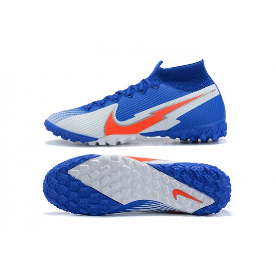 Nike Mercurial Superfly 7 Elite TF Blue Grey Orange Soccer Cleats