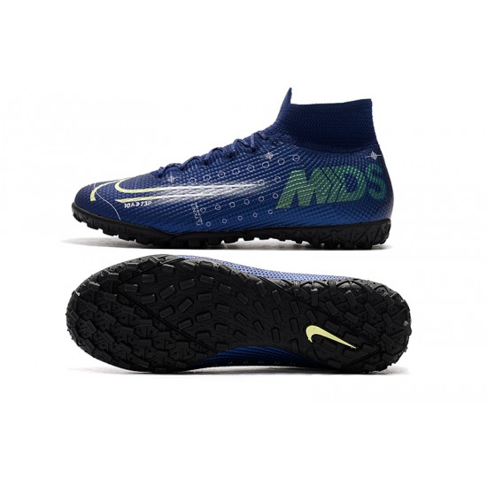 Nike Mercurial Superfly 7 Elite TF Deep Blue White Green Soccer Cleats