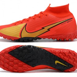 Nike Mercurial Superfly 7 Elite TF Gold Red Black Soccer Cleats