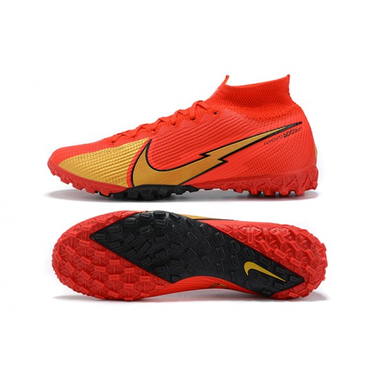 Nike Mercurial Superfly 7 Elite TF Gold Red Black Soccer Cleats